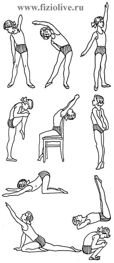The approximate range of therapeutic exercises in violation of posture