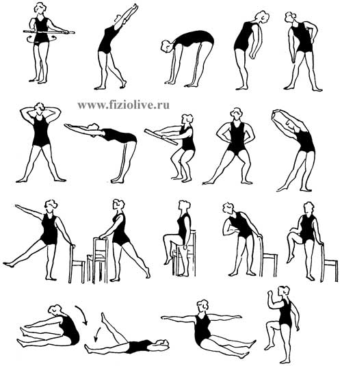 An approximate complex of therapeutic exercises in pregnancy up to 16 weeks
