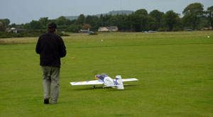 модель самолета в поле