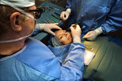cosmetic surgery on the patient's eyes