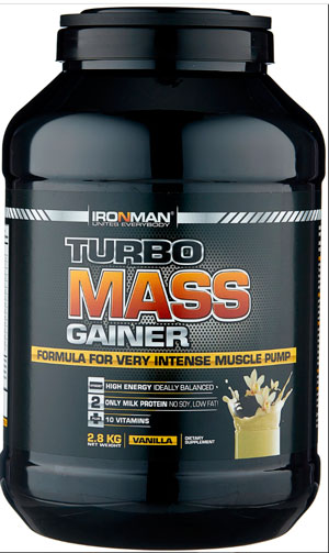 Гейнер Turbo Mass Gainer, ваниль, 2800 г. для набора мышечной массы белково-углеводный с витаминами